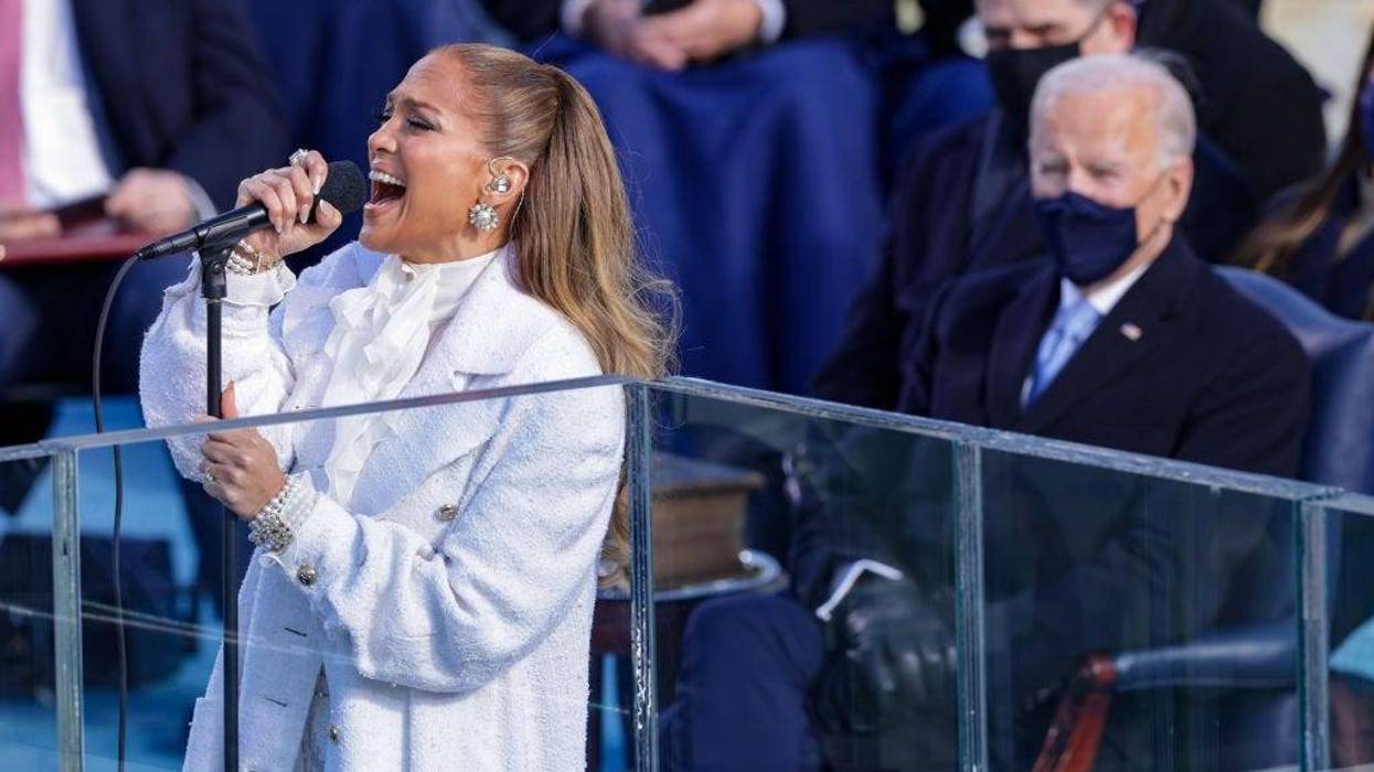 ennifer Lopez sings during the inauguration of U.S. President-elect Joe Biden on the West Front of the U.S. Capitol on January 20, 2021 in Washington, DC. During today's inauguration ceremony Joe Biden becomes the 46th president of the United States.