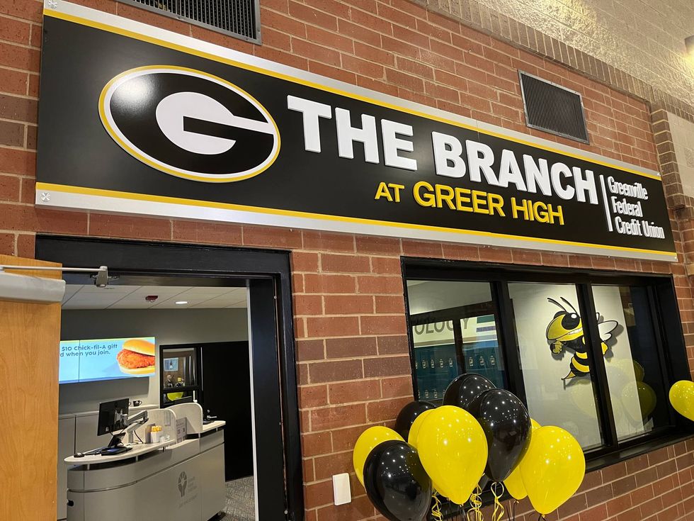 Entrance of the Greenville Federal Credit Union Greer High School branch