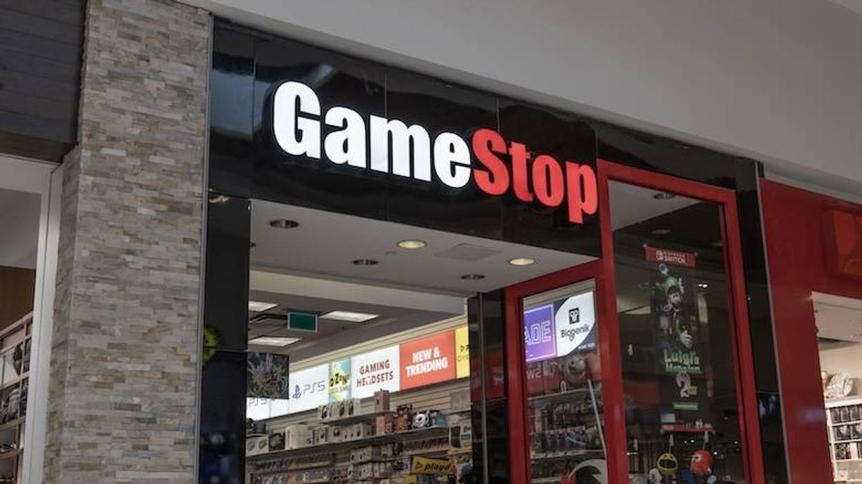 Entrance to a GameStop store in a mall