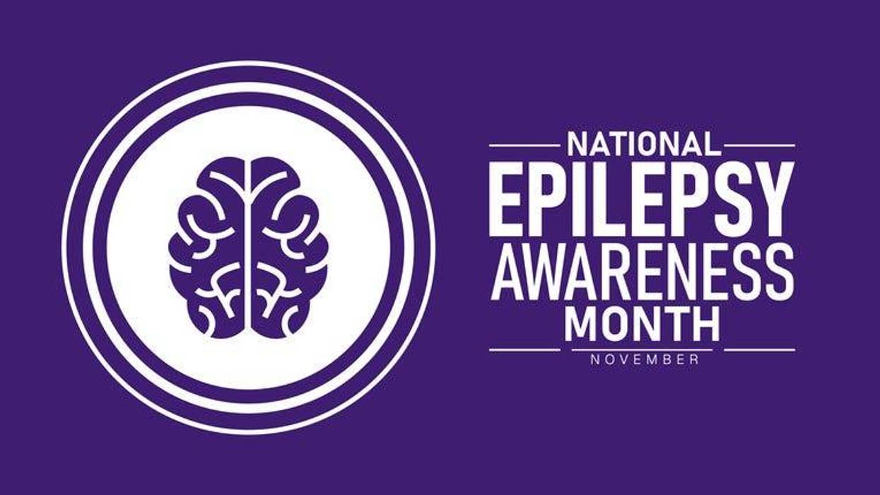 Epilepsy Awareness Month Poster Banner and Background Abstract Design Template with Purple Ribbon and Brain Illustration