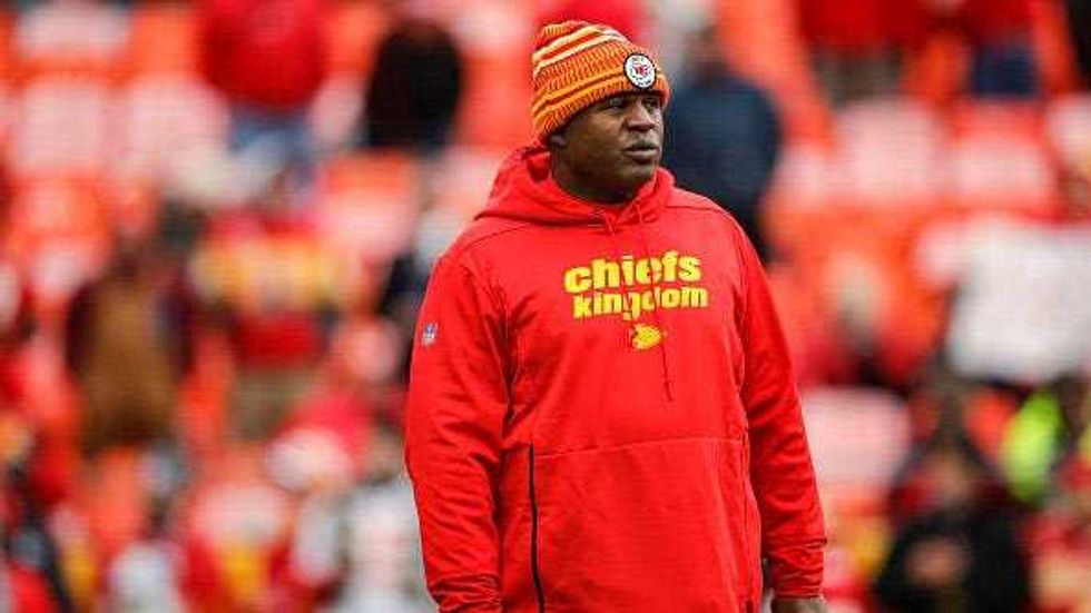 Eric Bieniemy before a Chiefs game.