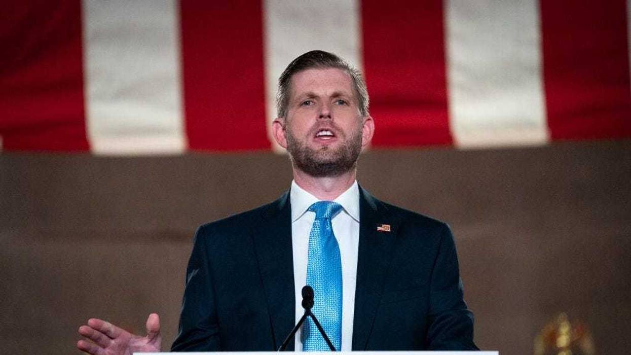 Eric Trump, son of U.S. President Donald Trump, pre-records his address to the Republican National Convention at the Mellon Auditorium on August 25, 2020 in Washington, DC.
