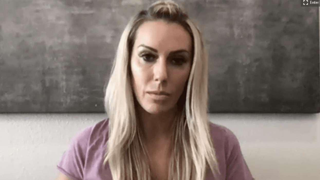 eSalon owner Erica Kious seen during a virtual press conference addressing claims from Nancy Pelosi that she was "setup" during an inside hair appointment.