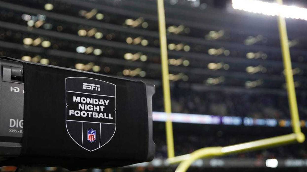 ESPN Monday Night Football TV camera is seen during the second half of an NFL football game between the Chicago Bears and Minnesota Vikings, Monday, Dec. 20, 2021, in Chicago.