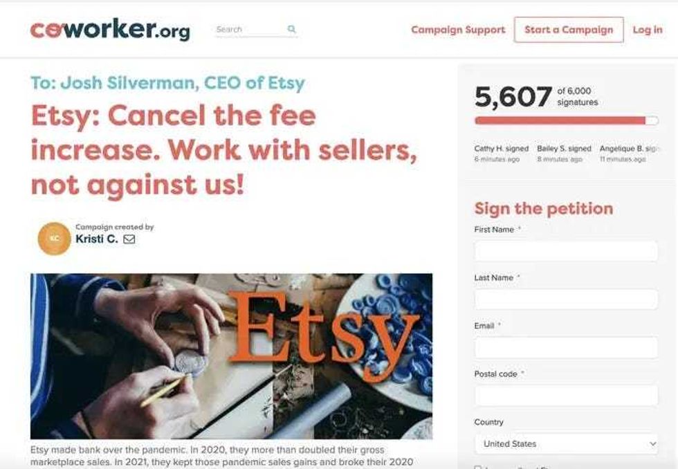 Etsy petition