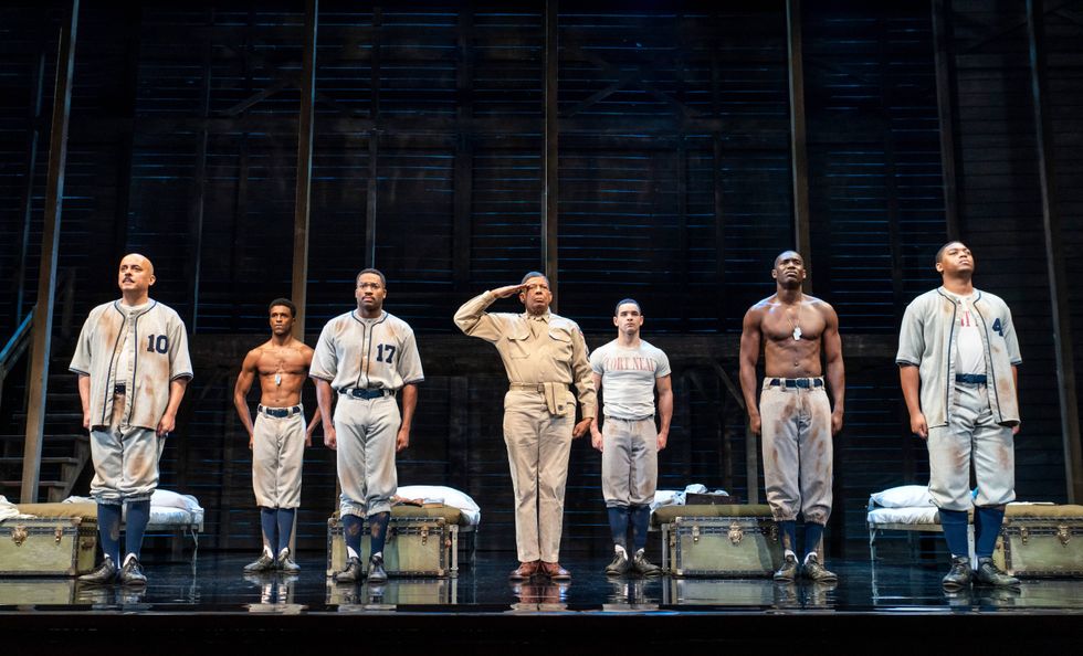 Eugene Lee (center) and the cast of the national your of "A Soldiers Play."