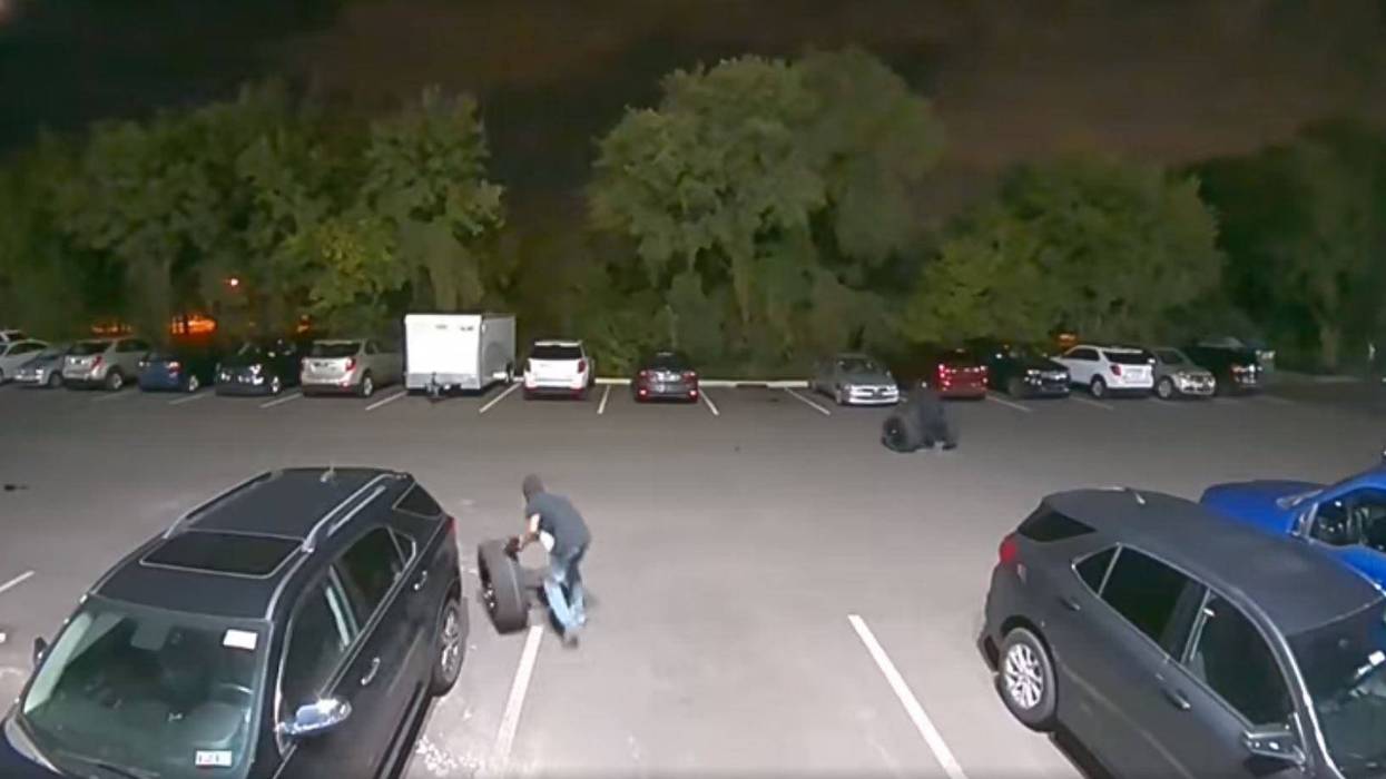 Evesham Township Police Department is trying to identify two suspects who stole 12 complete wheels from vehicles parked at the Elkins Chevrolet Dealership.