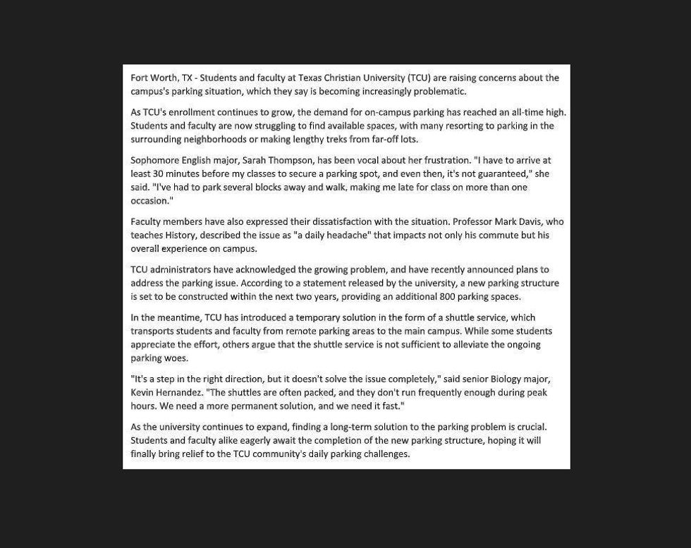 Example of what ChatGPT wrote for Dr. Jones assignment