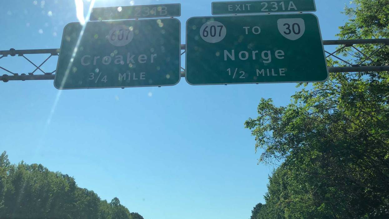 Exit signs along Interstate 64