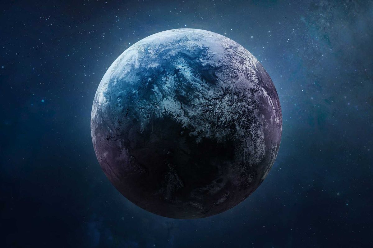 Exoplanet graphic in space.