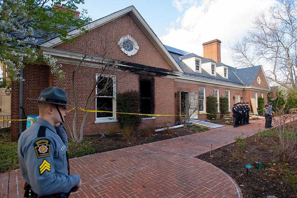 Extensive fire damage to the Pennsylvania Governor