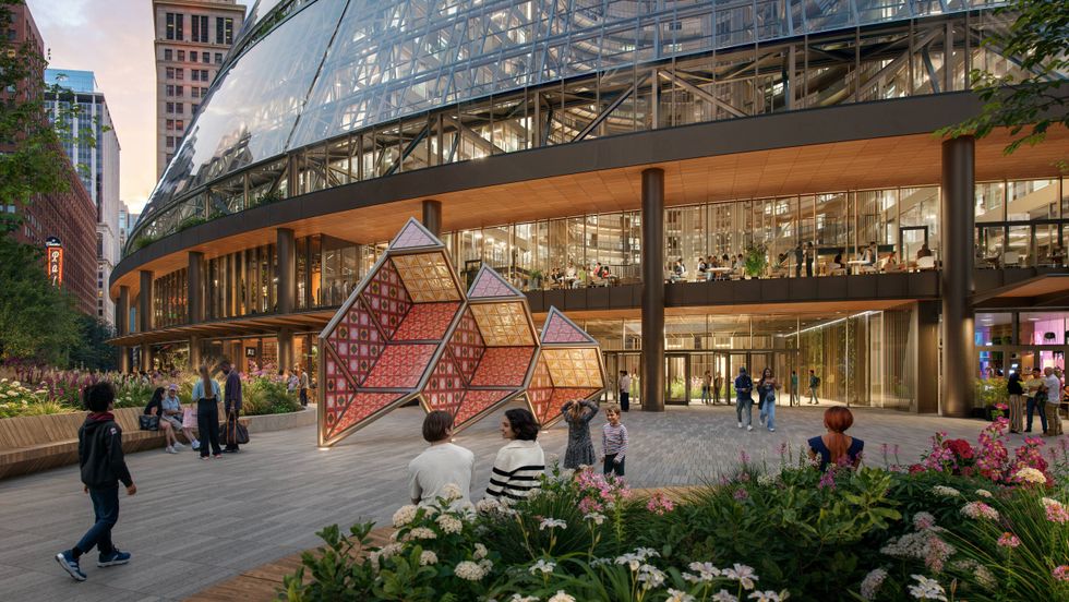 Exterior plaza with artwork