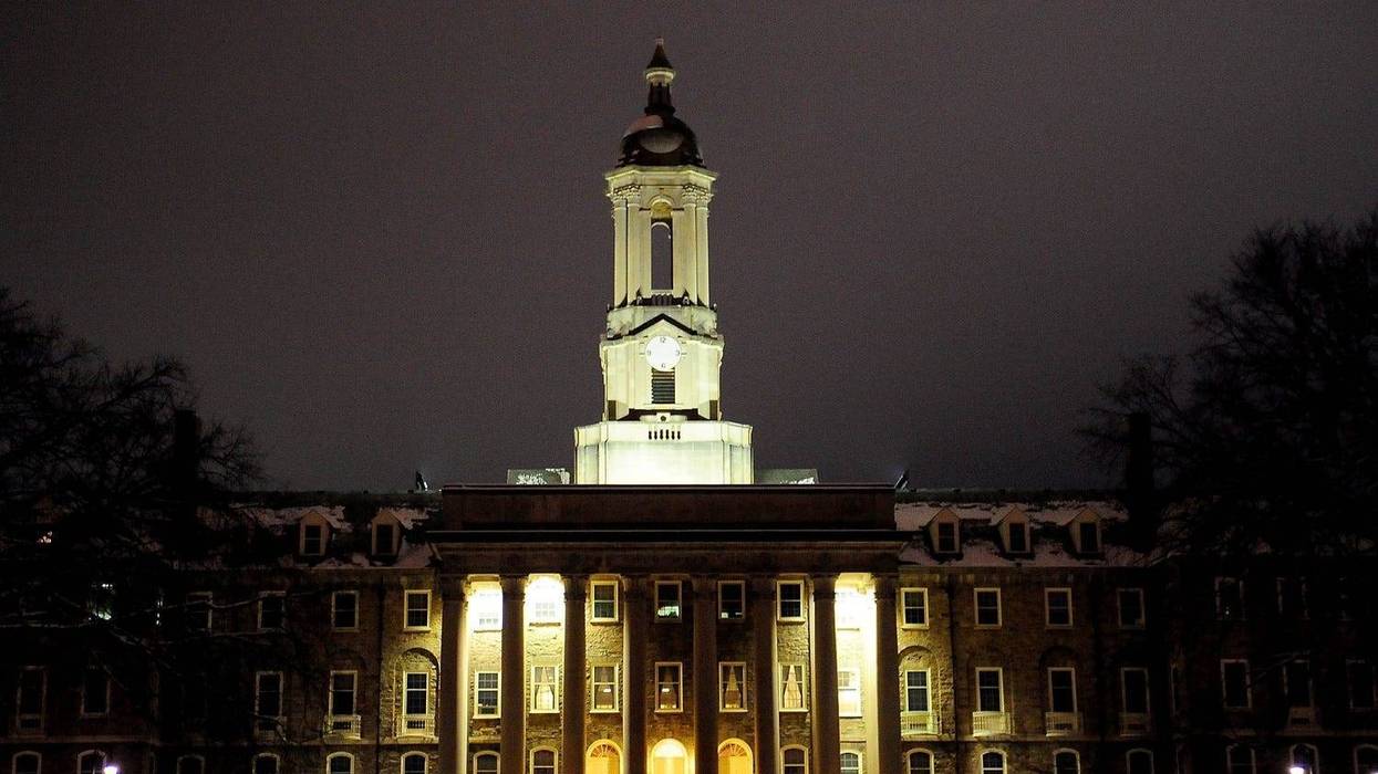 Exterior view of Old Main on the campus of Penn State
