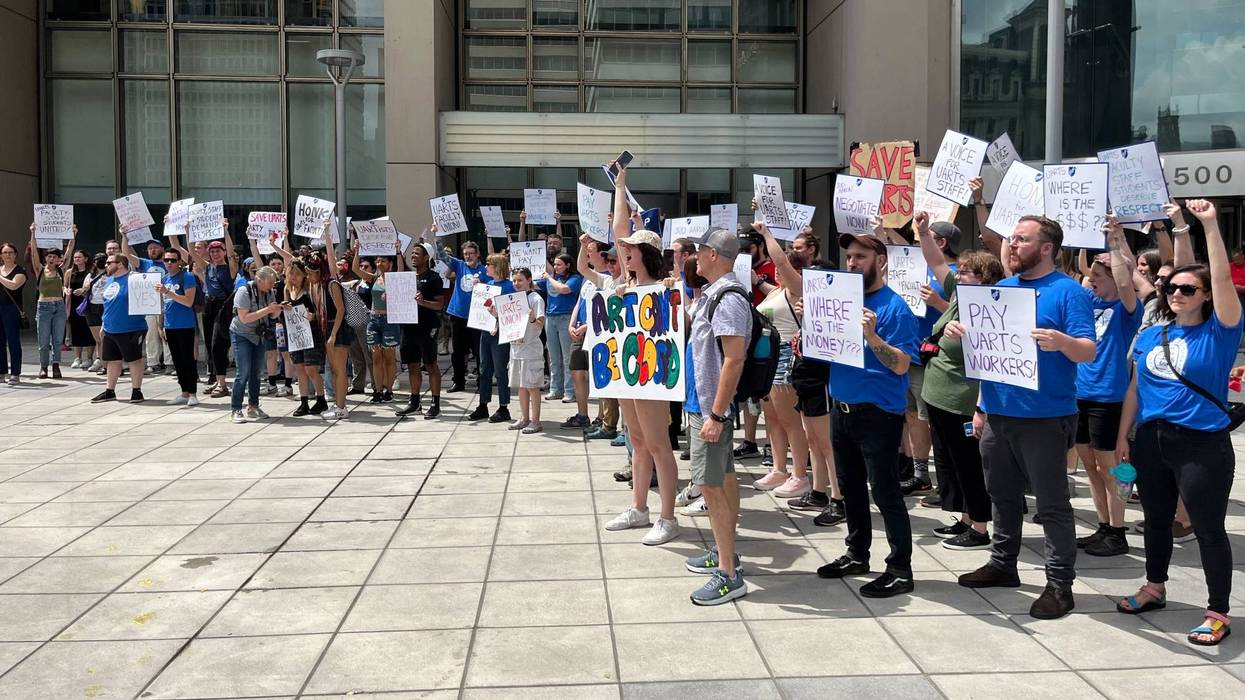 Faculty, staff and students protest the UArts closure