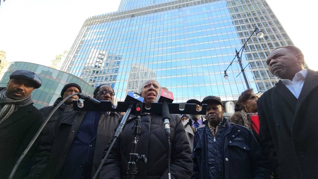 Faith leaders in Chicago gather outside Trump International Hotel and Tower Monday January 5, 2026, calling attention to disparities in property tax assessments, with recent reductions for property owners downtown while residents on the South and West Sides of the city receive increases in the double and even triple digits.
