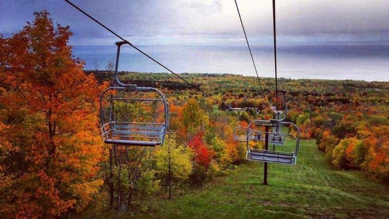 fall colors chair lift at Porcupine Mountains