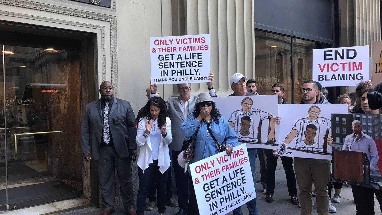 Families of murder victims upset with Philadelphia District Attorney Larry Krasner's increase in plea deals rallied in front of his office earlier Tuesday to show their anger with his prosecution policies.