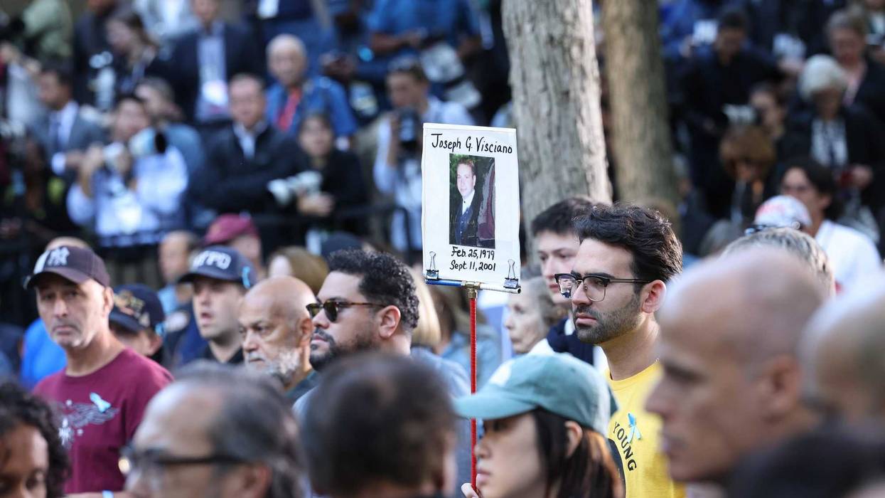 Family and friends of the victims of the 9/11 terror attack attend the annual 9/11 commemoration ceremony on Wednesday