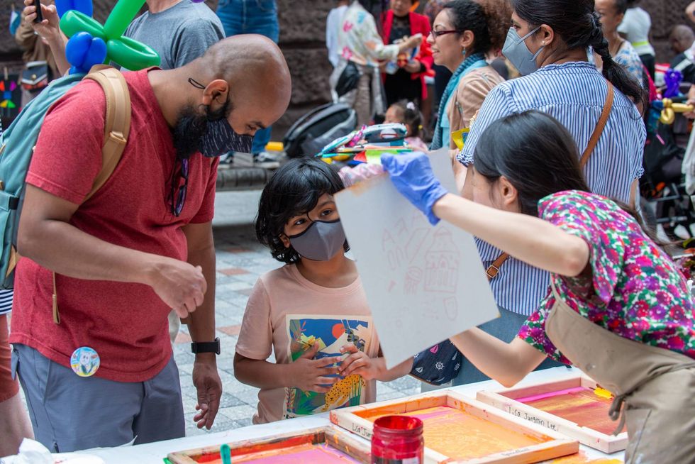 Family at community event