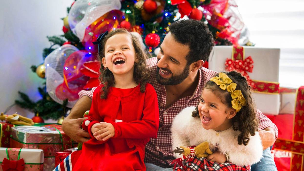 family celebrating Christmas