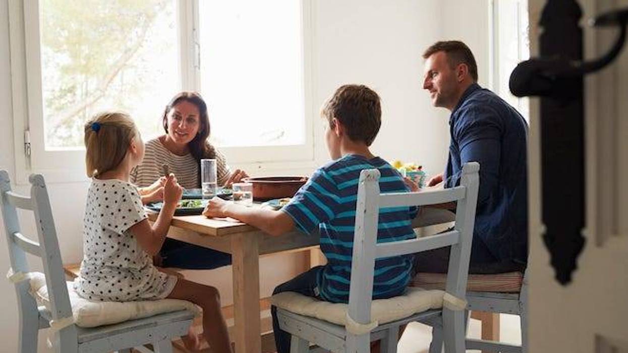 Family eating dinner together