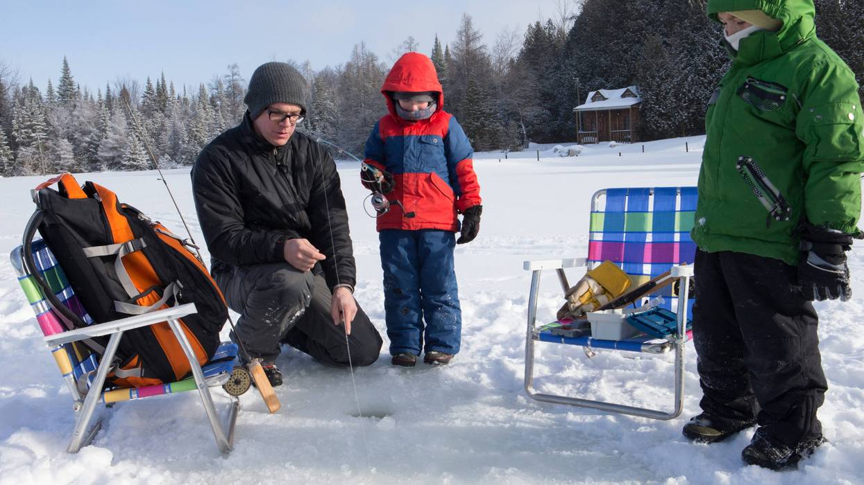 Family ice fishing