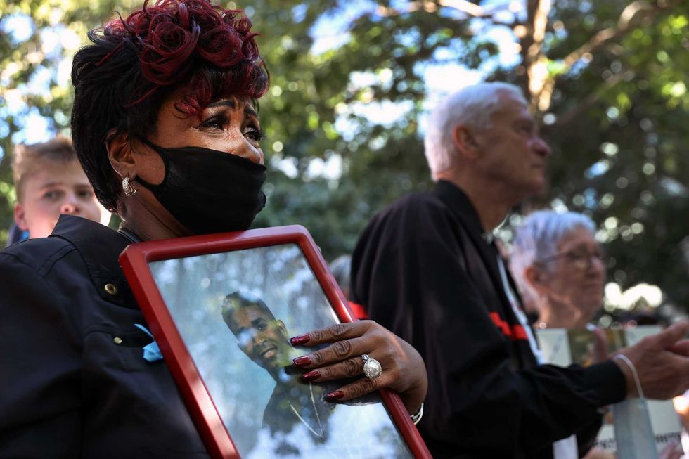 Family members and loved ones of victims attend the annual 9/11 Commemoration Ceremony at the National 9/11 Memorial and Museum on September 11, 2021 in New York City