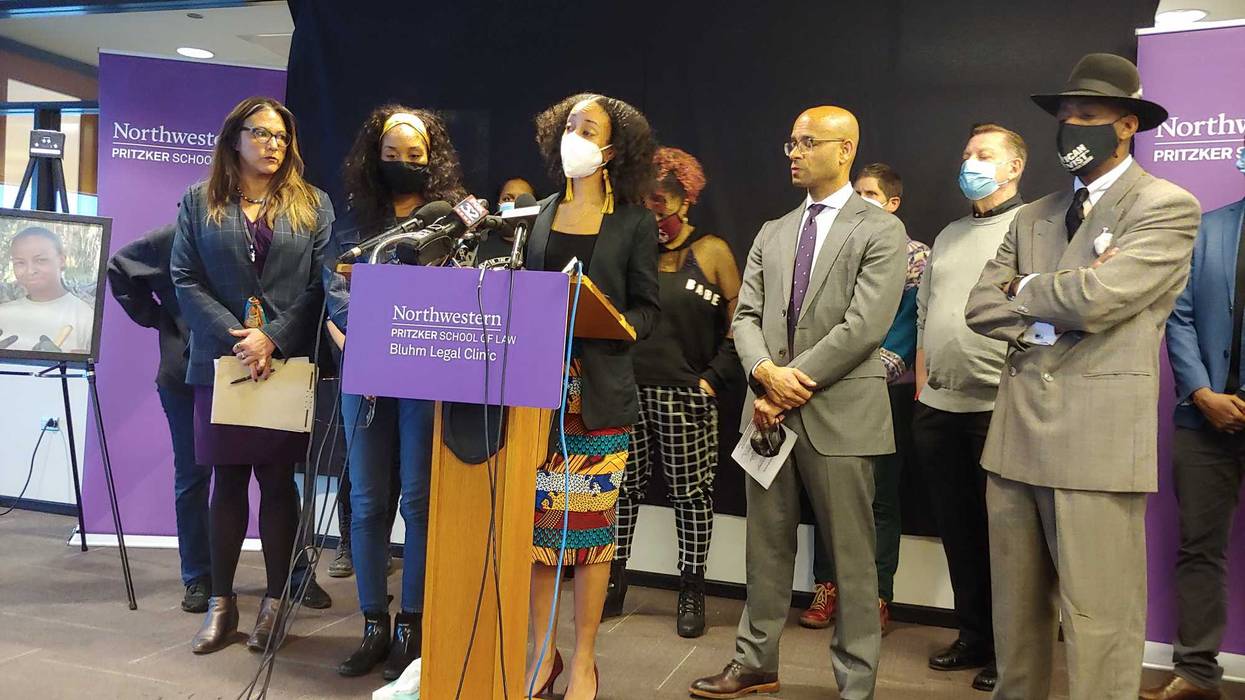 Family of Irene Chavez speak to the media in 2022. The family filed a federal civil rights lawsuit after Chavez was found dead inside of a Chicago Police Department station after an apparent suicide.