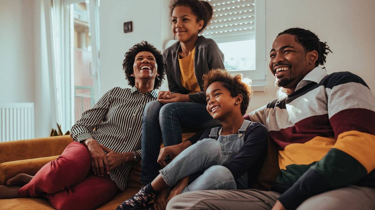 family watching movies