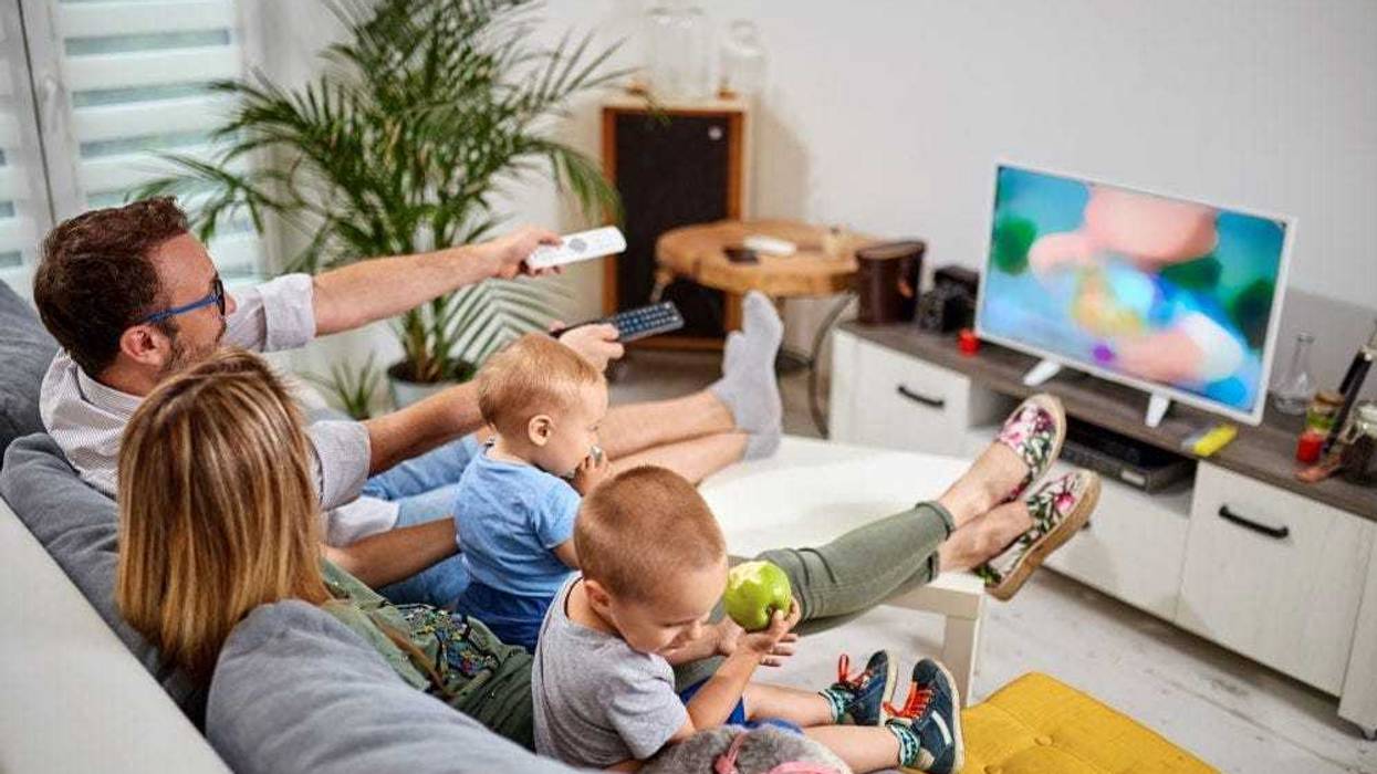 family watching tv