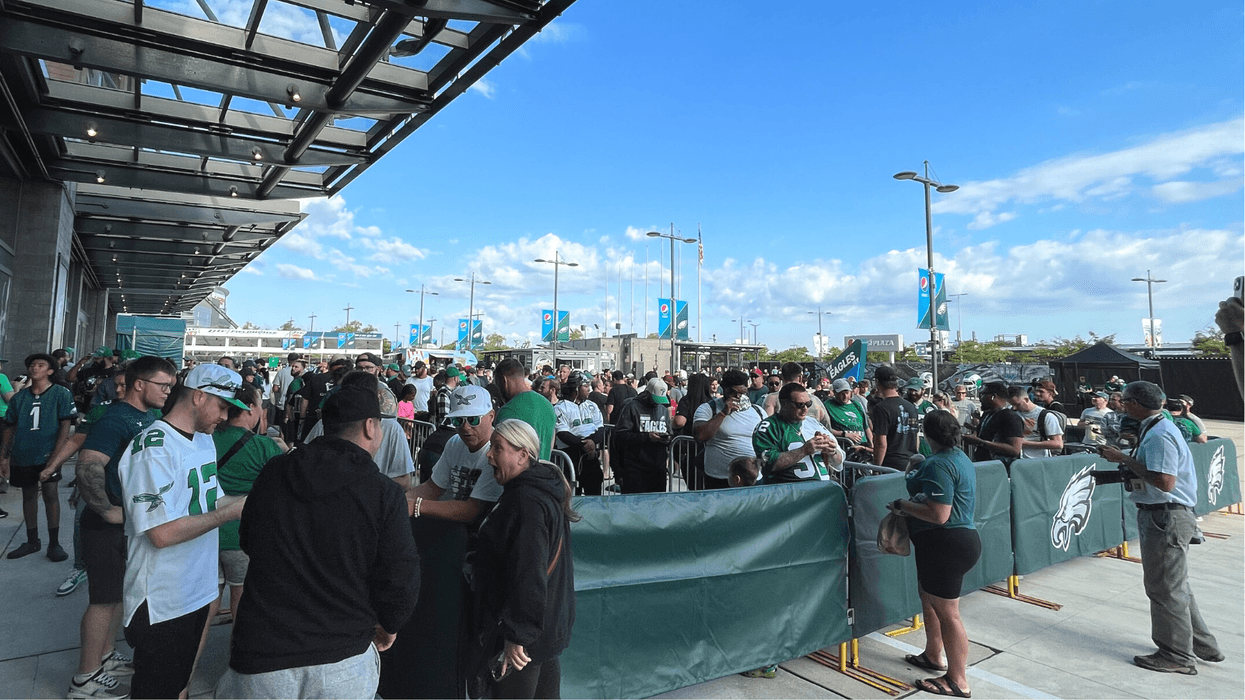Fans tailgate the release of Kelly green Eagles jerseys