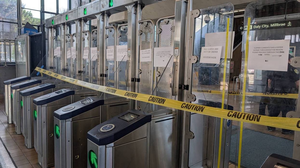 Fare gates at the West Oakland BART station closed amid Clipper card issues.
