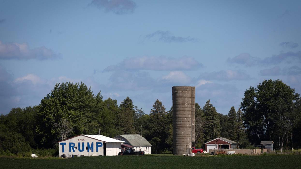 farm with Trump sign