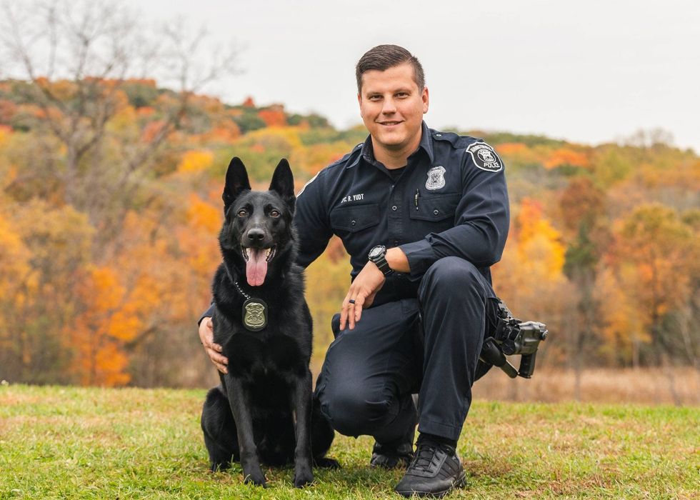 Farmington Hills police officer Ryan Yudt and K-9 Dozer