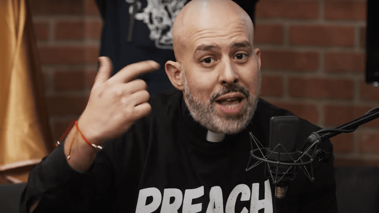 Father Joseph Espaillat speaking on his podcast "Sainthood in the City"