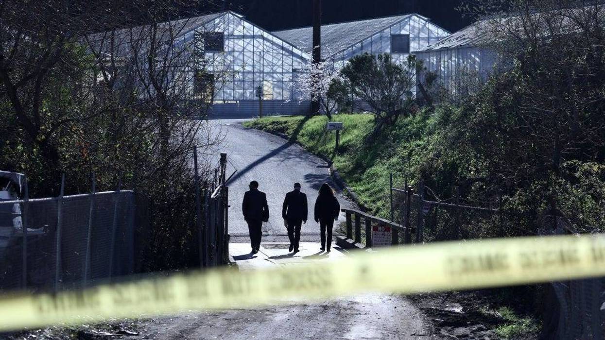 FBI agents arrive at a farm where a mass shooting occurred on January 24, 2023 in Half Moon Bay, California.