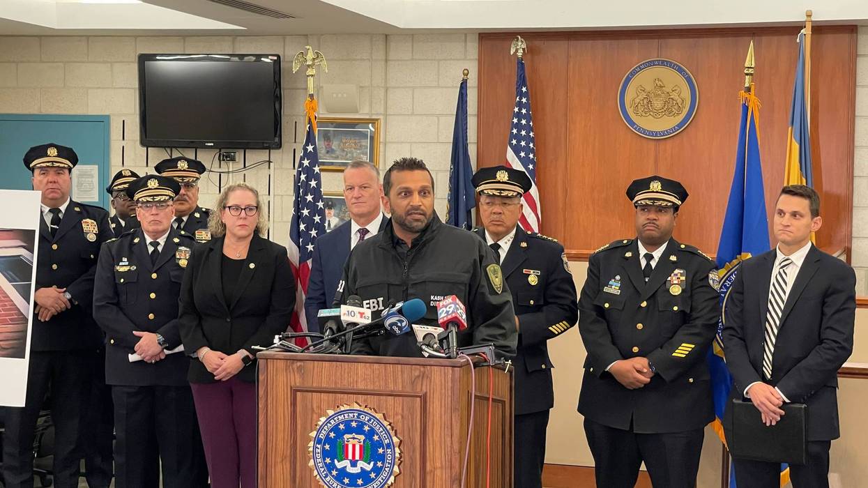 FBI Director Kash Patel speaks at podium about Kensington drug raid