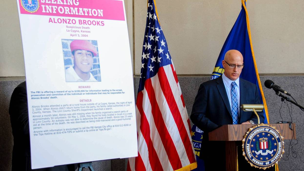 FBI Special Agent in Charge Timothy Langan speaks at a news conference in Kansas City, Kansas