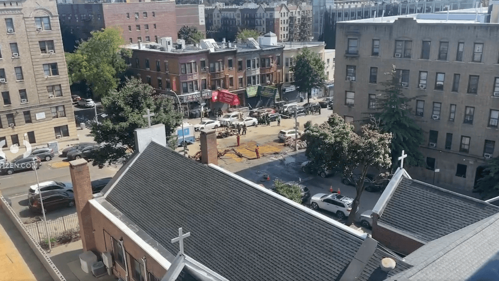 FDNY and Con Edison officials respond to a gas rupture in the Bronx on Sunday morning.