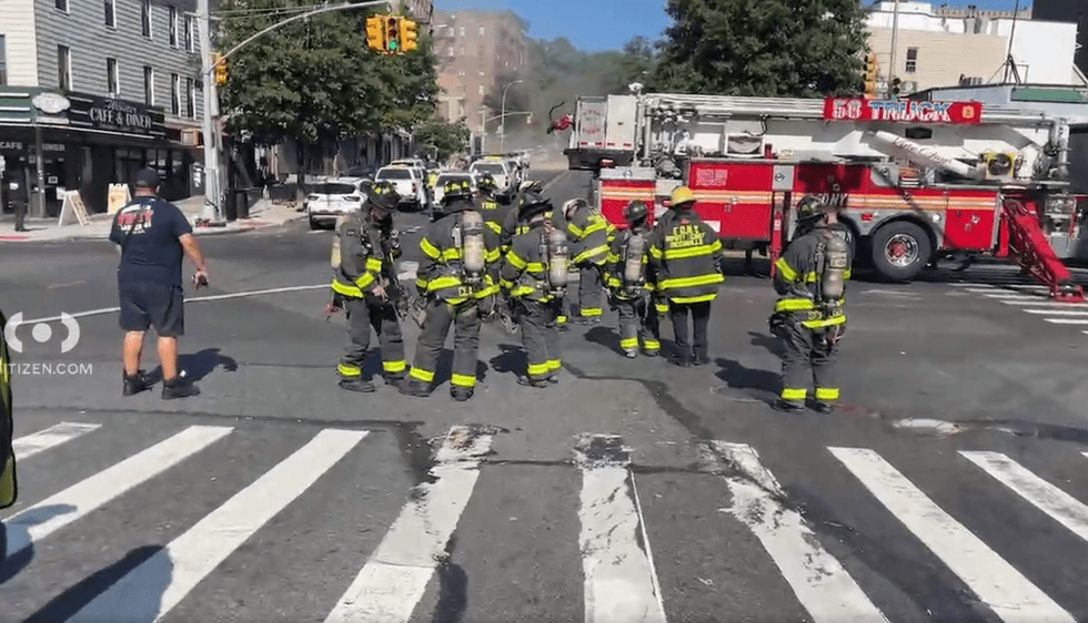 FDNY and Con Edison officials respond to a gas rupture in the Bronx on Sunday morning.