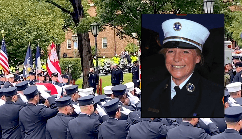 FDNY EMS Capt. Alison Russo was remembered at a funeral service at the Tilles Center in Nassau County on Wednesday
