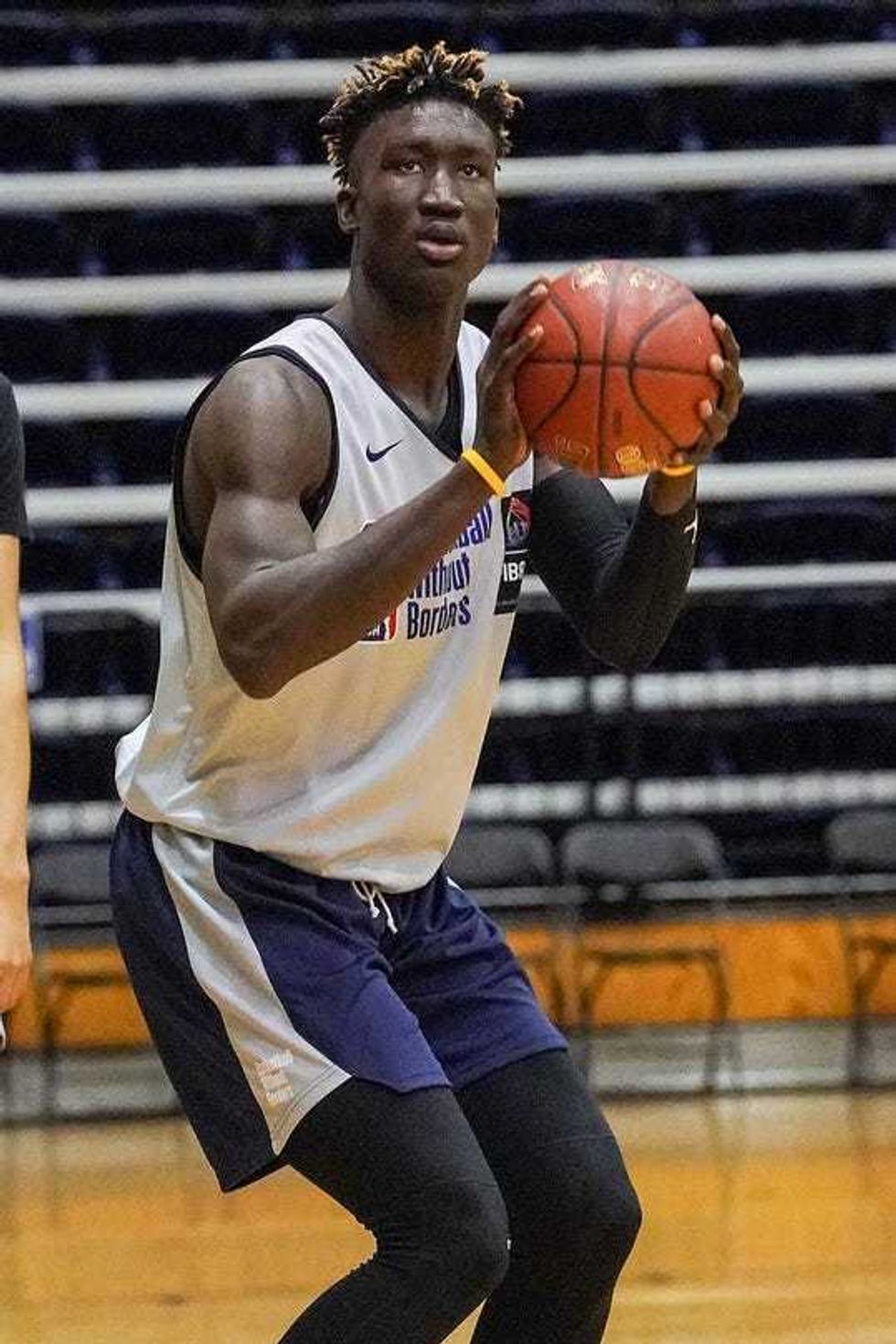 Feb 16, 2019; Charlotte, NC, USA; Khalifa Diop of Senegal during drills and practice at the All Star-Borders Global Camp at Queens University . Mandatory Credit: Jim Dedmon-USA TODAY Sports