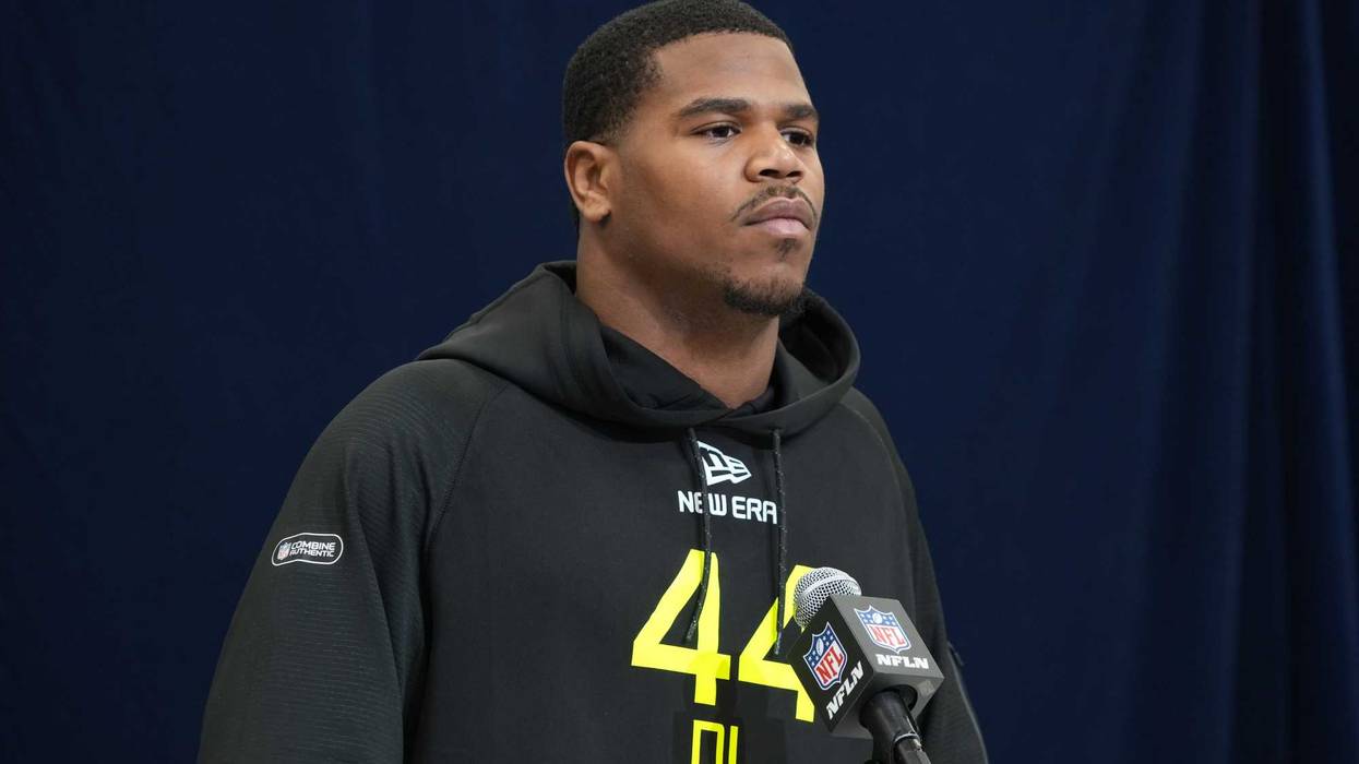 Feb 27, 2025; Indianapolis, IN, USA; Penn State defensive lineman Abdul Carter (DL44) during the 2025 NFL Scouting Combine at the Indiana Convention Center.