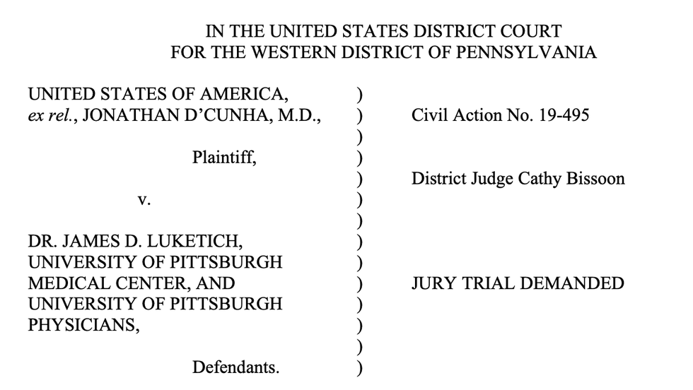 Federal complaint filed in the Western District of Penn.