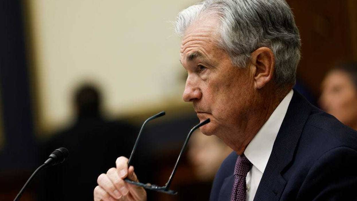 Federal Reserve Chair Jerome Powell removes his glasses as he testifies before the House Committee on Financial Services on Capitol Hill on March 08, 2023 in Washington, DC.