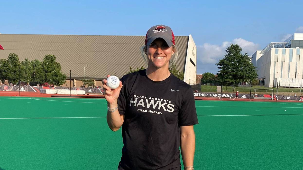 Field hockey coach Hannah Prince, whose team defeated eighth-ranked Rutgers Sunday for her first win as a head coach.