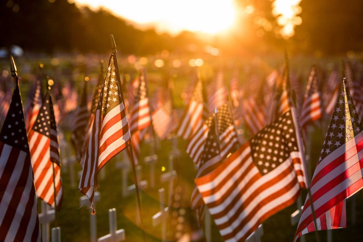 Field of American flags.