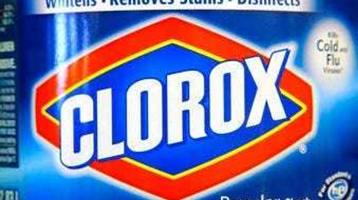 FILE - A detail of a label on a bottle of Clorox bleach is displayed in a supermarket, in Walpole, Mass. in a In this Aug. 1, 2011 file photo. (AP Photo/Steven Senne, File)