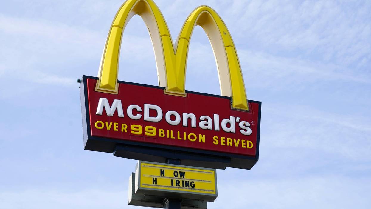 FILE - A sign is displayed outside a McDonald's restaurant, Tuesday, April 27, 2021, in Des Moines, Iowa. McDonald’s said Tuesday, March 8, 2022, it is temporarily closing all of its 850 restaurants in Russia in response to the country's invasion of Ukraine. The burger giant said it will continue paying its 62,000 employees in Russia.