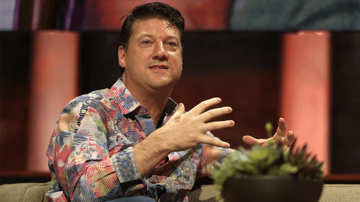 FILE - Gearbox's Randy Pitchford speaks at a keynote discussion about building worlds across entertainment mediums during the Electronic Entertainment Expo E3 coliseum at the Novo LA Live on June 13, 2017 in Los Angeles.